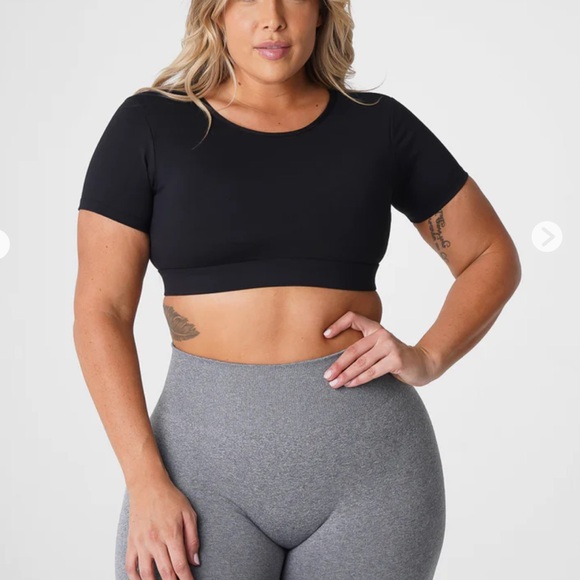 NVGTN Black Open Back Tee with built in sports bra. M. Sold out online. NWOT. - Picture 2 of 4